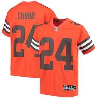 youth nike nick chubb orange cleveland browns inverted team